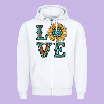 Sunflower Love Zipper Hoodie Designed By Ranaportraitstore