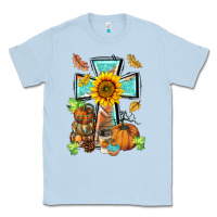 Dusty Blue western thankful cross pumpkin Classic Tee - BarkalooDesign