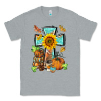 Heather Grey western thankful cross pumpkin Classic Tee - BarkalooDesign