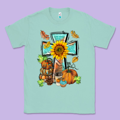 Western Thankful Cross Pumpkin Classic Tee Designed By Barkaloodesign