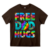 Chocolate Brown Pride LGBTQ Free Dad Hugs Heavy Core Tee - BundleAndBundleShop