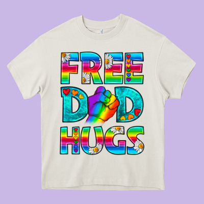 Pride Lgbtq Free Dad Hugs Heavy Core Tee Designed By Bundleandbundleshop