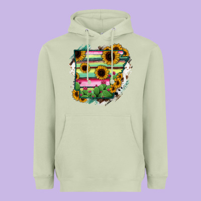 Arkansas Map Sunflower Cactus Serape Heavyweight Hoodie Designed By Ranaportraitstore