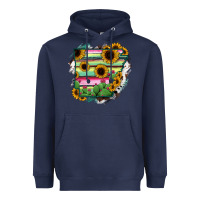 Navy Arkansas Map Sunflower Cactus Serape Heavyweight Hoodie - RanaPortraitStore