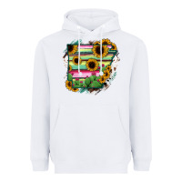 White Arkansas Map Sunflower Cactus Serape Heavyweight Hoodie - RanaPortraitStore