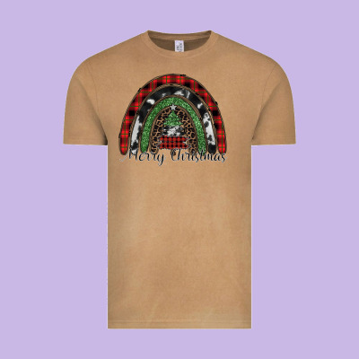 Merry Christmas Rainbow Vintage Tee Designed By Cowhidedigitalart