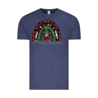 Vintage Denim Merry Christmas rainbow Vintage Tee - CowhideDigitalArt