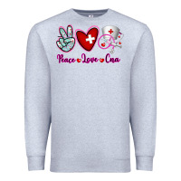 Heather Grey Peace Love Cna Premium Sweatshirt - RanaPortraitStore