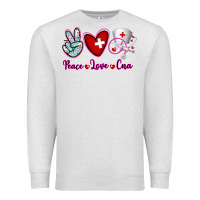 Oatmeal Heather Peace Love Cna Premium Sweatshirt - RanaPortraitStore