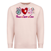 Pale Pink Peace Love Cna Premium Sweatshirt - RanaPortraitStore