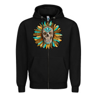 Black sunflower with skull Zipper Hoodie - RanaPortraitStore