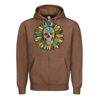Chestnut sunflower with skull Zipper Hoodie - RanaPortraitStore