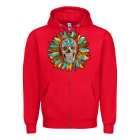Red sunflower with skull Zipper Hoodie - RanaPortraitStore