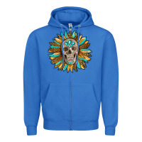 True Royal sunflower with skull Zipper Hoodie - RanaPortraitStore