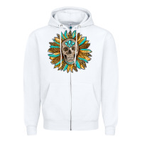 White sunflower with skull Zipper Hoodie - RanaPortraitStore
