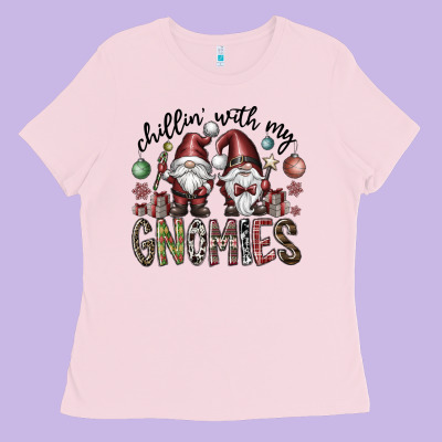 Chillin With My Gnomies Ladies Tee Designed By Cowhidedigitalart
