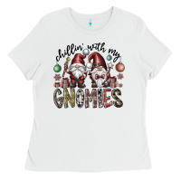 White Chillin With My Gnomies Ladies Tee - CowhideDigitalArt