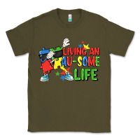 Army Green Living an au-some life Autism Awareness Day Classic Tee - FaDigitalArtStudio