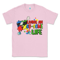 Bubblegum Pink Living an au-some life Autism Awareness Day Classic Tee - FaDigitalArtStudio
