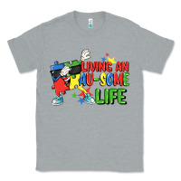 Heather Grey Living an au-some life Autism Awareness Day Classic Tee - FaDigitalArtStudio