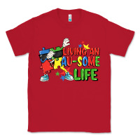 Red Living an au-some life Autism Awareness Day Classic Tee - FaDigitalArtStudio
