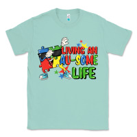 Seafoam Living an au-some life Autism Awareness Day Classic Tee - FaDigitalArtStudio