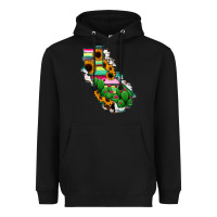 Black California Map Sunflower Cactus Serape Heavyweight Hoodie - RanaPortraitStore