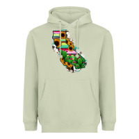 Matcha California Map Sunflower Cactus Serape Heavyweight Hoodie - RanaPortraitStore