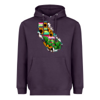 Plum California Map Sunflower Cactus Serape Heavyweight Hoodie - RanaPortraitStore
