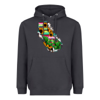 Smoke California Map Sunflower Cactus Serape Heavyweight Hoodie - RanaPortraitStore