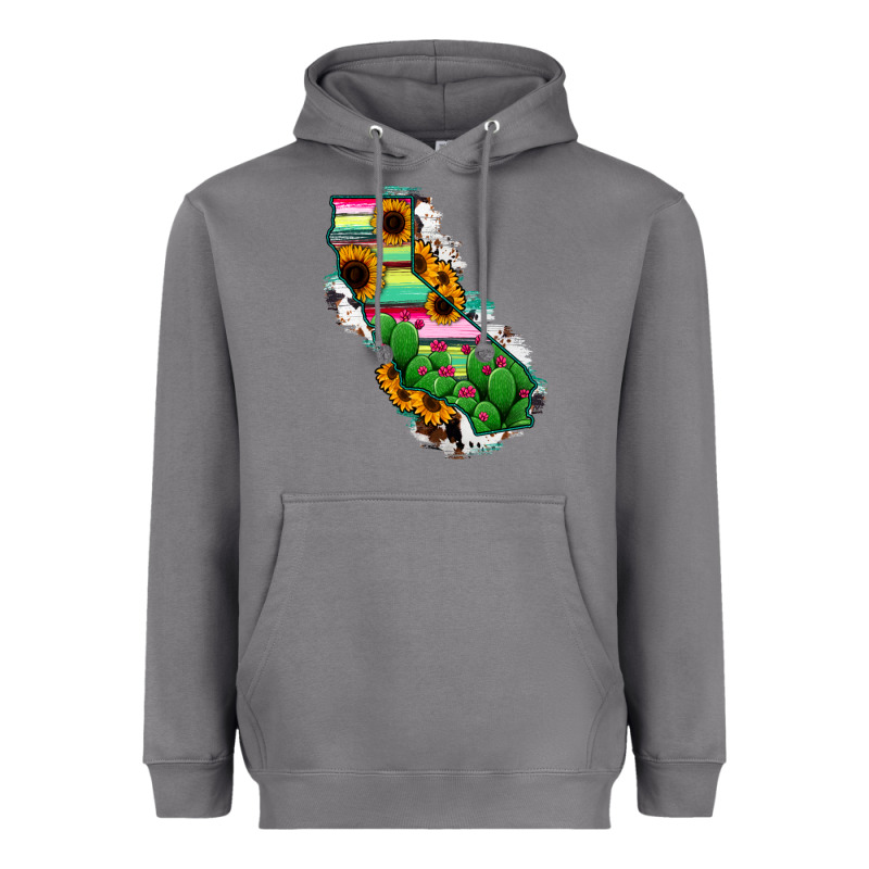 California Map Sunflower Cactus Serape Heavyweight Hoodie by RanaPortraitStore | Teevron