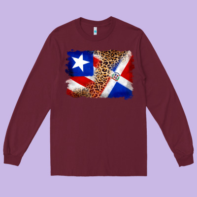 Puerto Rico And Dominican Republic Flag Long Sleeve Tee Designed By Artiststas
