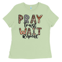 Matcha Pray Trust Wait Repeat Ladies Tee - CowhideDigitalArt