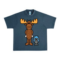 Midnight Navy rocky and bullwinkle Urban Heavy Tee - artisFamous