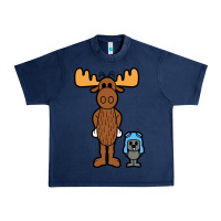 Navy rocky and bullwinkle Urban Heavy Tee - artisFamous