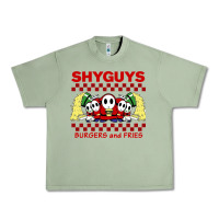 Oil Green shy guys burger and fries Urban Heavy Tee - artisFamous