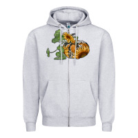 Heather Grey sunflower pumpkin Zipper Hoodie - RanaPortraitStore