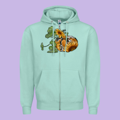 Sunflower Pumpkin Zipper Hoodie Designed By Ranaportraitstore