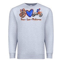 Heather Grey Peace Love Motocross Premium Sweatshirt - RanaPortraitStore