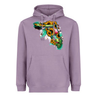 Lavender Florida Map Sunflower Cactus Serape Heavyweight Hoodie - RanaPortraitStore