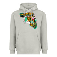 Moon Dust Florida Map Sunflower Cactus Serape Heavyweight Hoodie - RanaPortraitStore