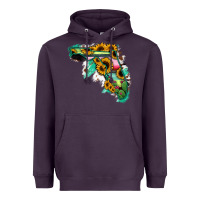 Plum Florida Map Sunflower Cactus Serape Heavyweight Hoodie - RanaPortraitStore