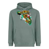 Sage Florida Map Sunflower Cactus Serape Heavyweight Hoodie - RanaPortraitStore