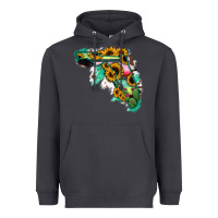 Smoke Florida Map Sunflower Cactus Serape Heavyweight Hoodie - RanaPortraitStore