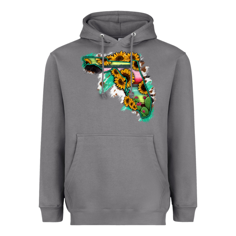 Florida Map Sunflower Cactus Serape Heavyweight Hoodie by RanaPortraitStore | Teevron