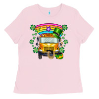 Bubblegum Pink st. patricks day school bus Ladies Tee - SublimationCraftShop