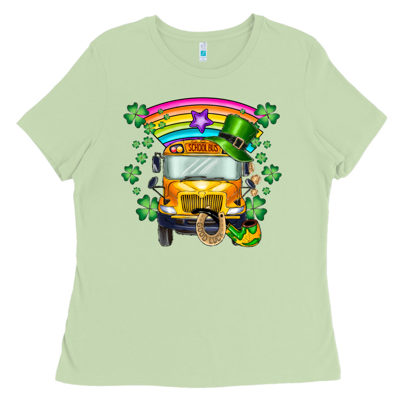 St. Patricks Day School Bus Ladies Tee by SublimationCraftShop | Teevron