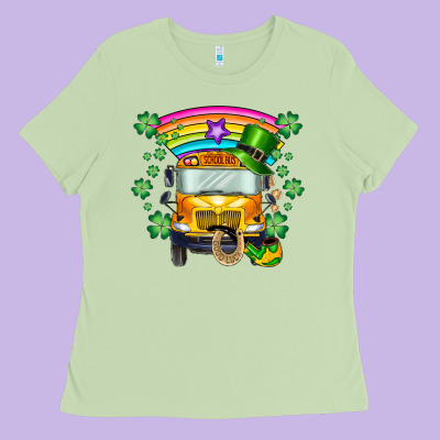 St. Patricks Day School Bus Ladies Tee Designed By Sublimationcraftshop