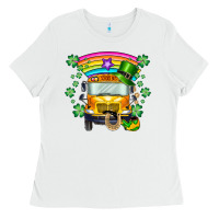 White st. patricks day school bus Ladies Tee - SublimationCraftShop