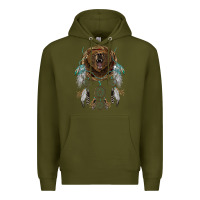 Army Green bear  native dreamcatcher Premium Hoodie - BarkalooDesign